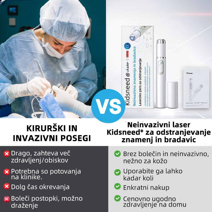 KIDSNEED®💃 Neinvazivno lasersko pero za odstranjevanje kretenj in bradavic - močno🔥🔥🔥Priporočilo Slovenskega dermatološkega društva (SDD)